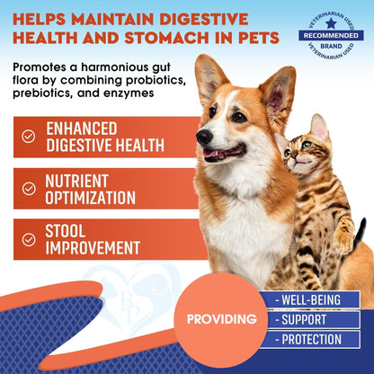 Probiotics & Prebiotics for Dogs & Cats Digestive Enzymes Gut Health