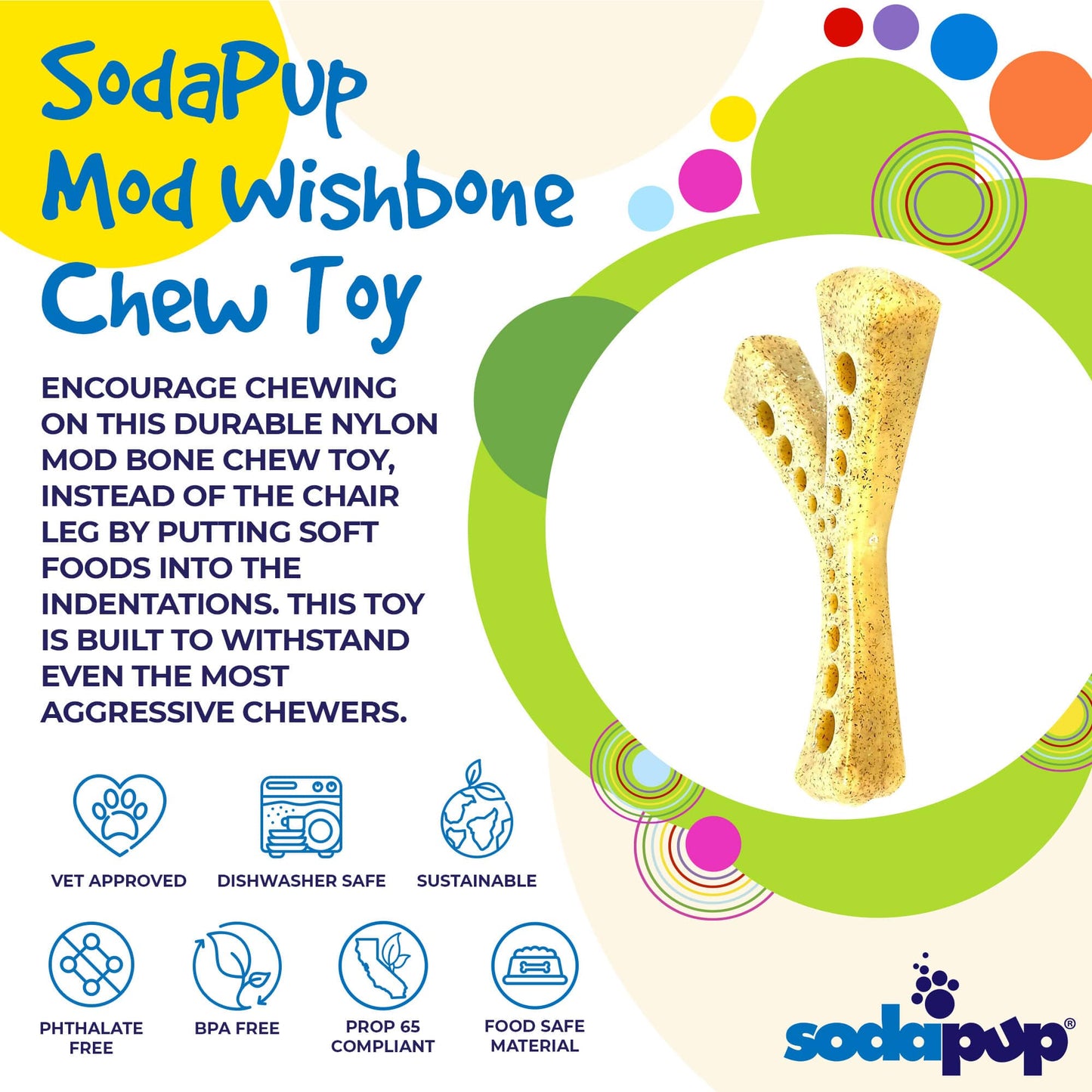 MOD Wishbone Nylon Dog Chew Toy for Aggressive Chewers | USA Made