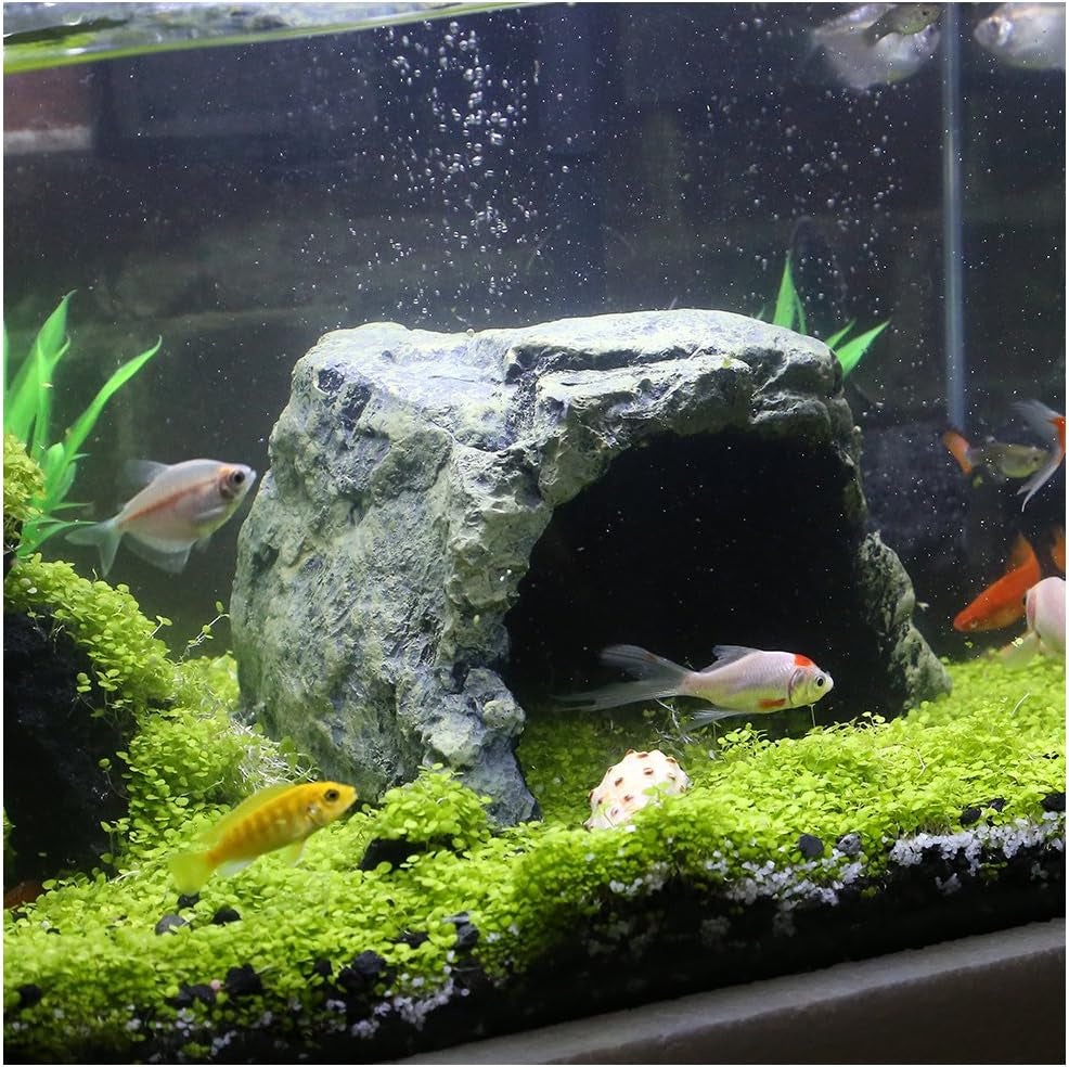 Reptile Rock Hide Cave Natural Resin Habitat for Lizards Turtles Fish